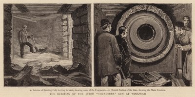 Het Barsten van het 38-Ton Thunderer Kanon in Woolwich door Joseph Nash